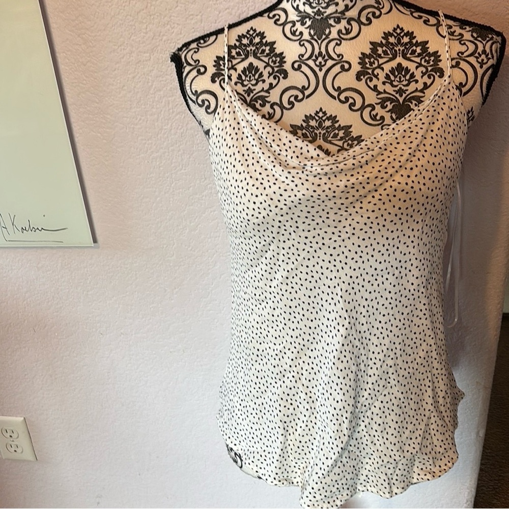 Women’s White Polka Dot Cowl Neck Camisole